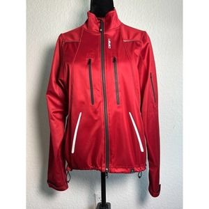Canari Running Cycling Long Sleeve Full Zip Windbreaker Pockets Red Size‎ M